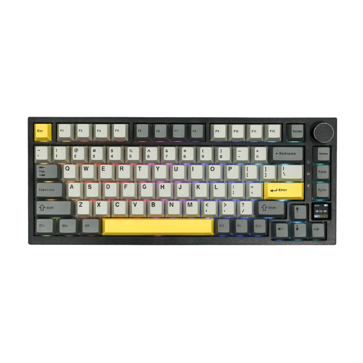 Ajazz AK820 Pro Gris : Clavier mécanique 75% avec montage Gasket, connectivité Bluetooth 5.1/2.4G sans fil et USB-C filaire. Parfait pour gaming et travail, avec une frappe fluide et un design élégant.