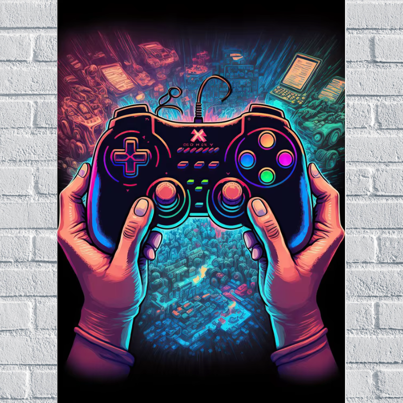 Toile Gaming Vaporwave | Décoration Néon Aesthetic