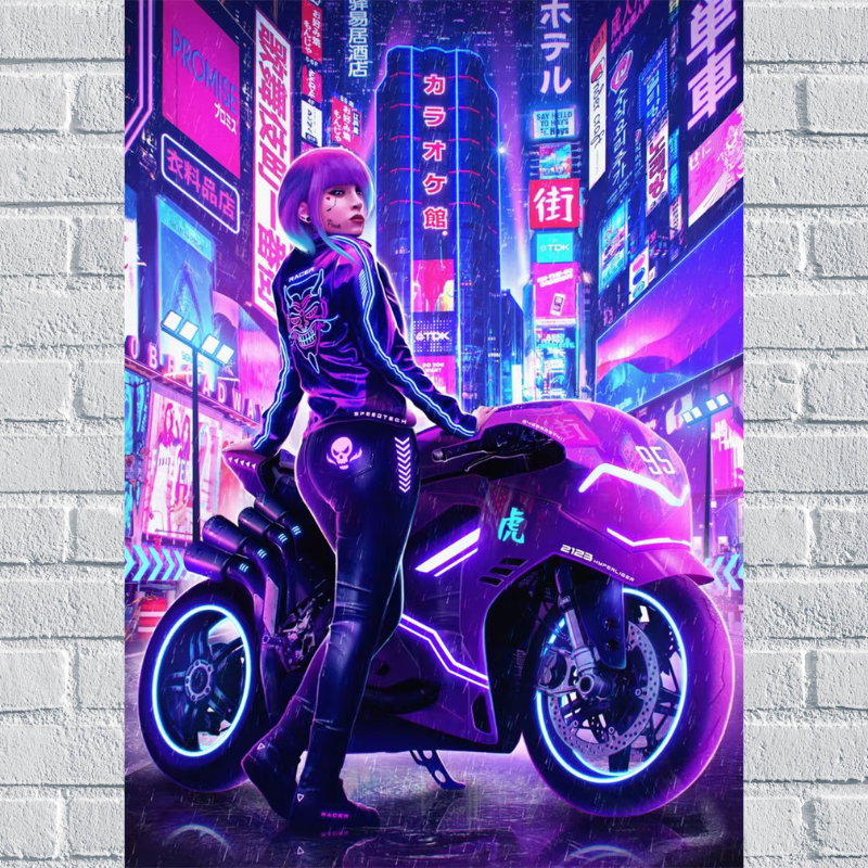 Poster Cyber Girl Néon