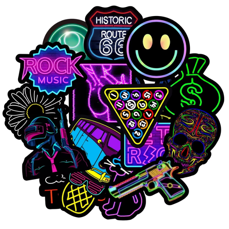 Cartoon Neon Graffiti Stickers